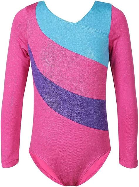 Tfjh E Gymnastics Leotard For Girls 3 4 Sleeve Sequin Mesh Athletic