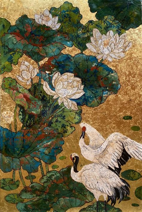 Love Of Lotus Artist Chau Ai Van Size 80cm X 120cm Material Lacquer