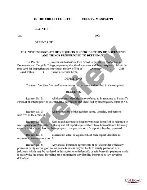 Mississippi Plaintiff S First Set Of Requests For Production Of