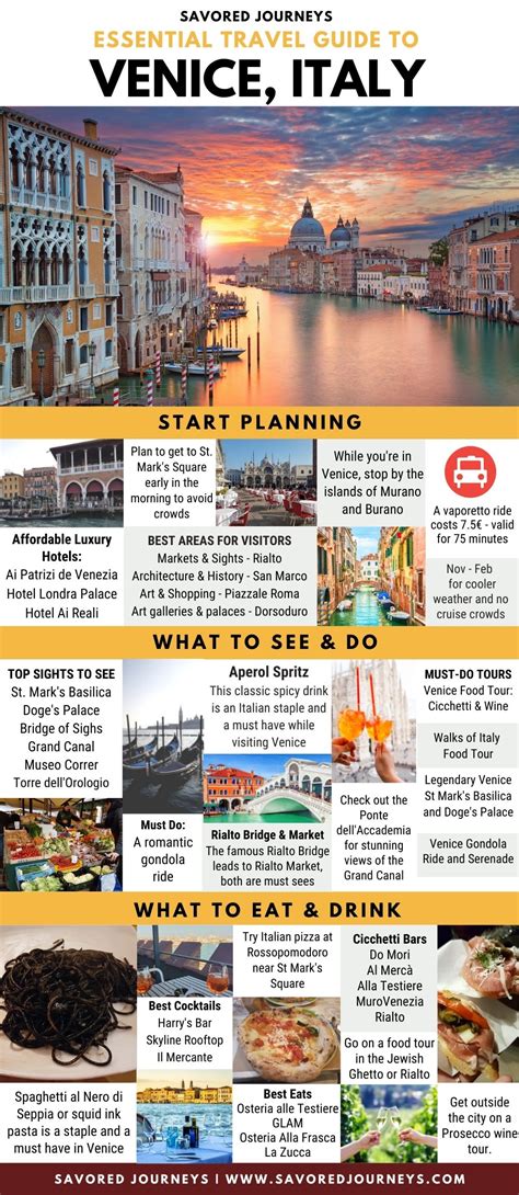 Essential Travel Guide To Venice Italy Infographic Savored Journeys