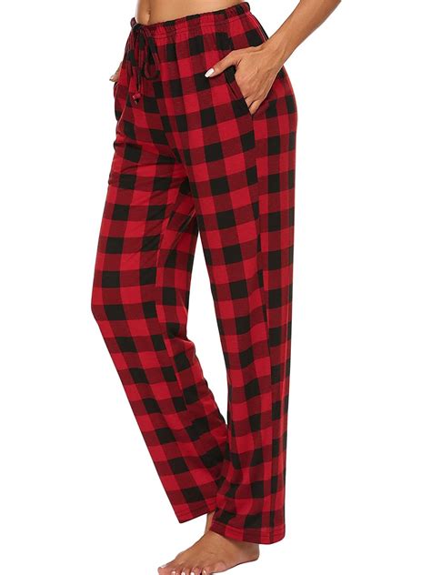 Women Lounge Pants Comfy Pajama Bottom With Pockets Stretch Plaid