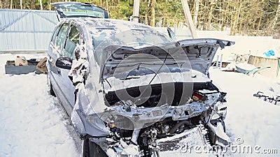 Road Traffic Accident With A Car Car Crash In The Snow A Winter