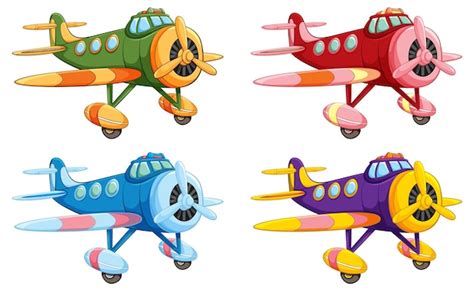 Dibujos animados lindo avión vintage Vector Premium