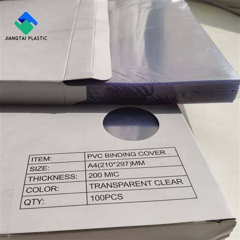 Jiangtai A4 Size Transparent Hard PVC Binding Cover Plastic Sheet