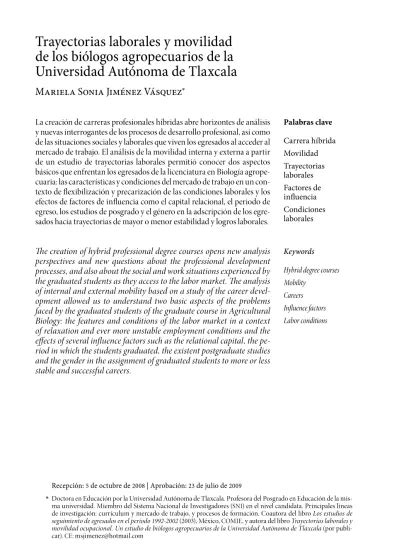 Trayectorias laborales y movilidad de los biólogos agropecuarios de la