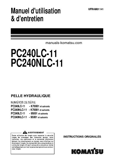 Pc240lc 11 Gbr S N 95001 Up Operation Manual French Manuals Shop Repair