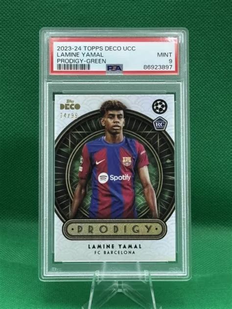 LAME YAMAL 2023 24 Topps Deco UCC PRODIGY VERT Rookie 99 PSA 9 EUR