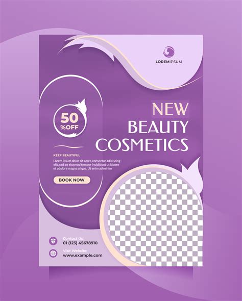 Template Flyer And Brochure With A4 Size Beautiful Purple Vector