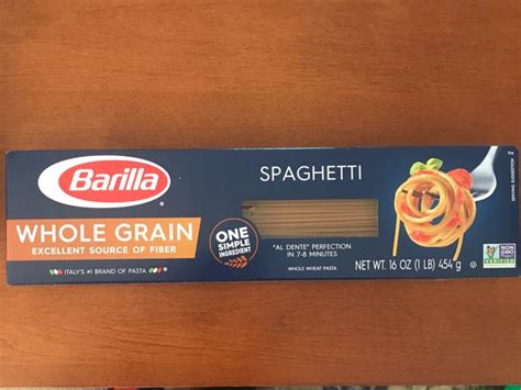 Barilla Whole Grain Pasta Nutrition Label