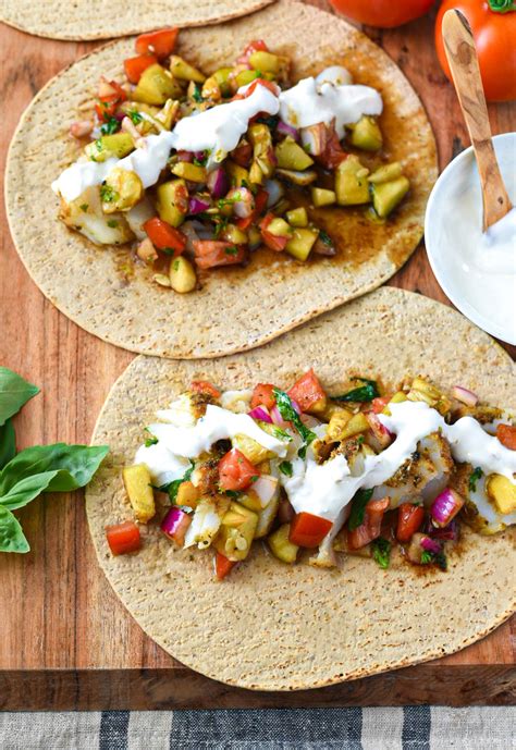 Mediterranean Baked Fish Tacos With Lemon Garlic Yogurt Sauce Recipe