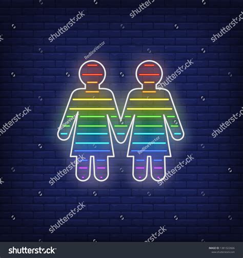 Lesbian Couple Neon Sign Rainbow Colored Stock Vector Royalty Free Shutterstock