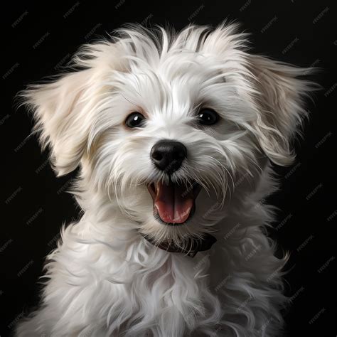 Premium AI Image | studio portrait of a Maltese dog on a black background