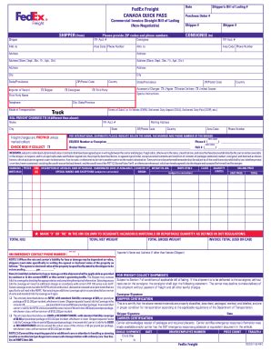 FedEx Commercial Invoice Template Fillable