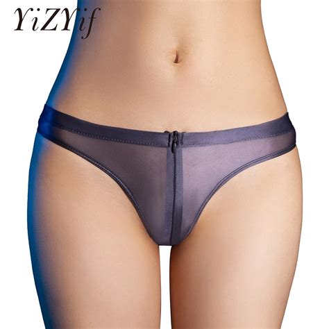 Glossy Shiny Low Waist Briefs Women Hot Sexy Panties Tanga Underwear Lingerie Zipper Crotch High