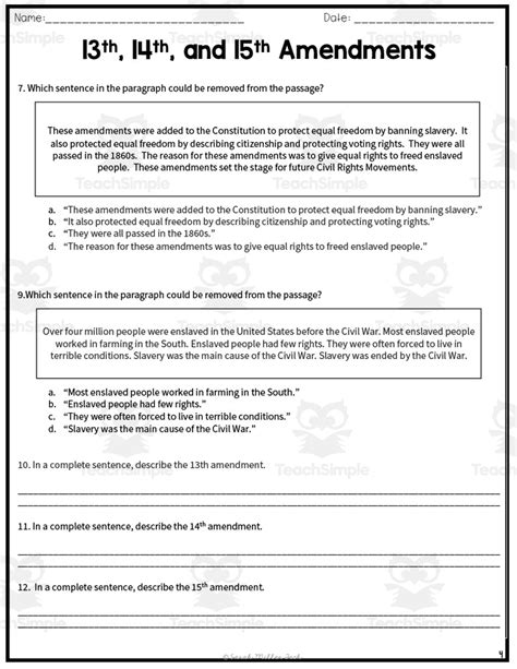 Civil War Amendments Reading Packet Distance Learning By Teach Simple