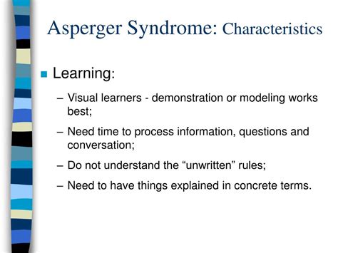 Ppt Asperger Syndrome Characteristics And Considerations Dickey Lamoure