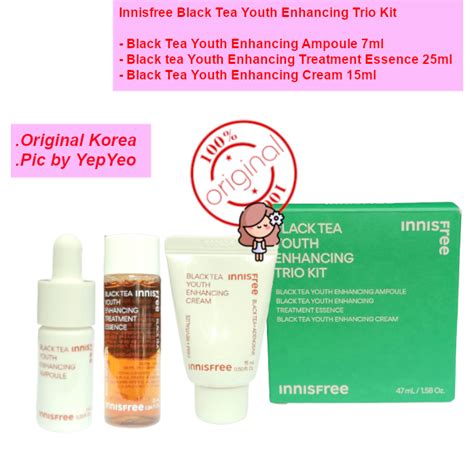 Jual Innisfree Black Tea Youth Enhancing Ampouleessencecream Trio Kit