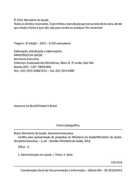 Cartilha Para Apresentação De Propostas No Ministério Da Saúde