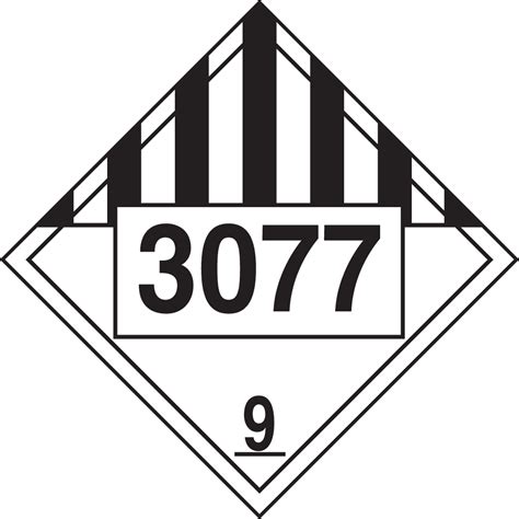 Hazard Class 9 3077 (Environmental Hazard-Solid) 4-Digit DOT Placards ...