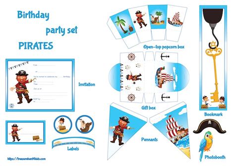 Pirate Birthday Party Set Treasure Hunt 4 Kids Printable Party Supplies