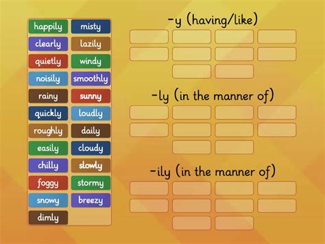 Sa 49 Suffixes Y Ly Ily Group Sort