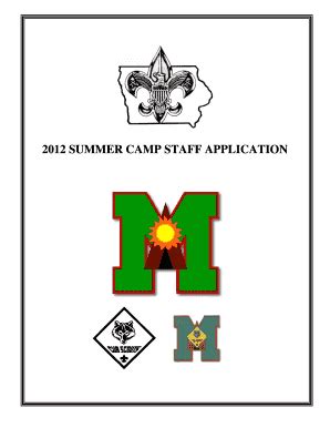 Fillable Online Summer Camp Staff Application The Camp Staff Is