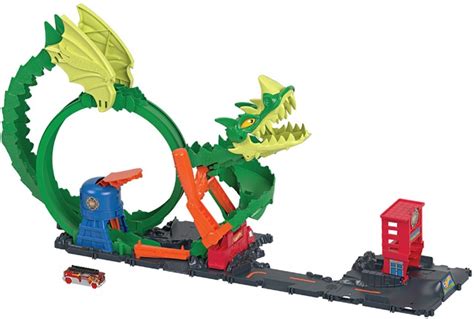Hot Wheels Autorennbahn City Drachen Angriff Looping Set Inklusive Spielzeugauto Online