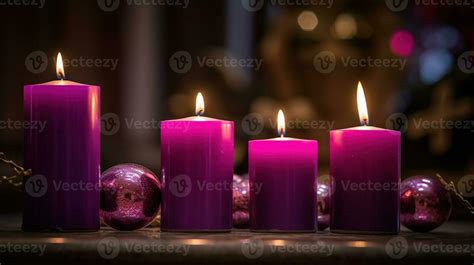 Advent Candles In Church - Three Purple And One Pink As A Catholic Symbol, 23321449 Stock Photo ...