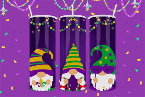 Gnome Mardi Gras Oz Tumbler Wrap Graphic By Peangra Creative Fabrica