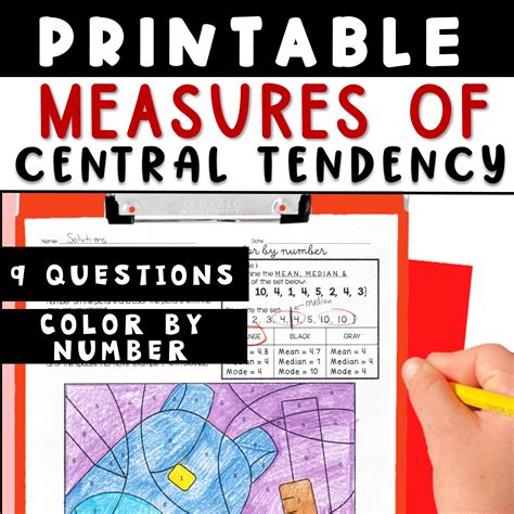 Measures Of Central Tendency Mean Median Mode Printable Color By ...