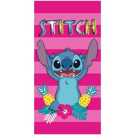 Disney Beach Towels - Striped Stitch Pink Beach Towel - Walmart.com ...