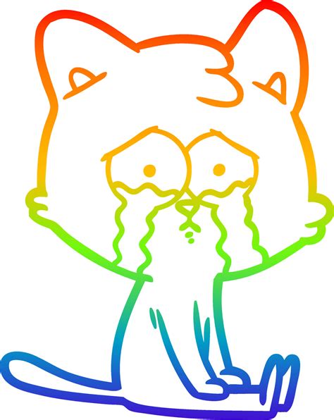 Regenbooggradi Nt Lijntekening Cartoon Kat Vectorkunst Bij