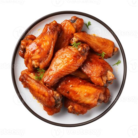 Ai Generated A Plate Of Chicken Wings Isolated On A Transparent