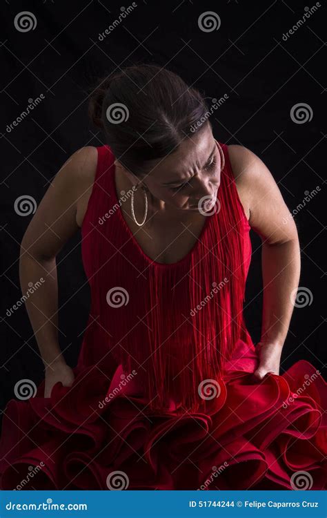 Flamenco Dancer Holding Red Dress Passionate Stock Photo Image Of