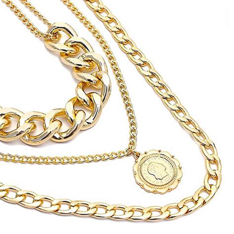 18k Gold Plated Multi Layer Coin Necklace Brandalley