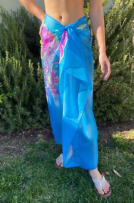 Sheer Sarong Blue Multicolor Jellyfish Beach Bikini Cover Up Wrap Skirt Dress Ebay