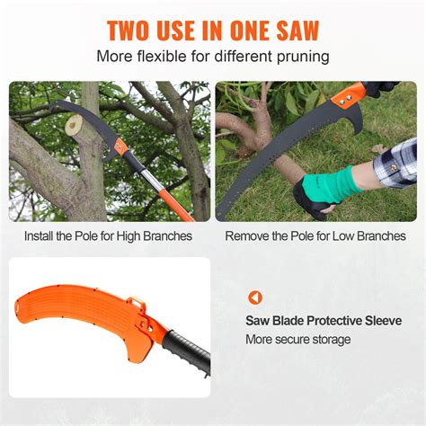 Vevor Manual Pole Saw Extendable Tree Pruner 7 3 27ft Fiberglass Pole Hook Knife Ebay