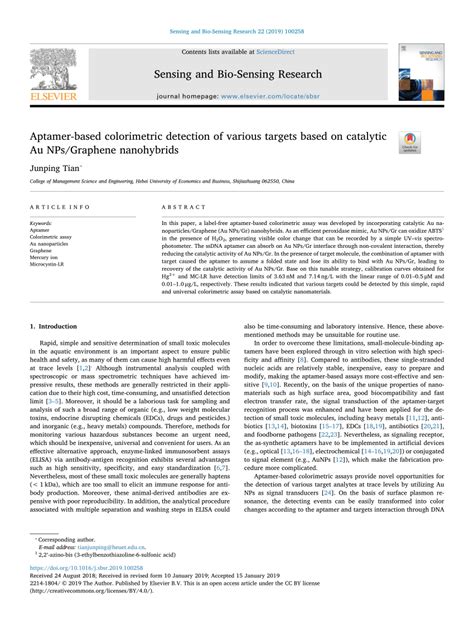 (PDF) Aptamer-based colorimetric detection of various targets based on ... 