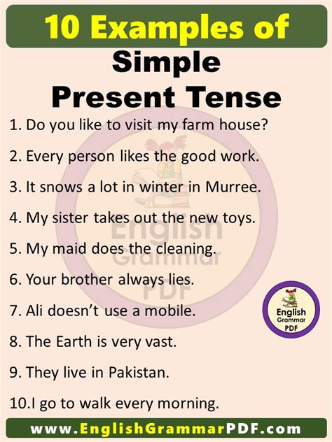 10 Sentences Of Simple Present Tense Examples Example 50 Off