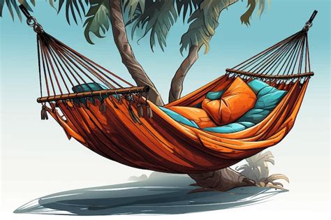 Premium Vector Hammock Suspended Between Two Palm Trees On A White