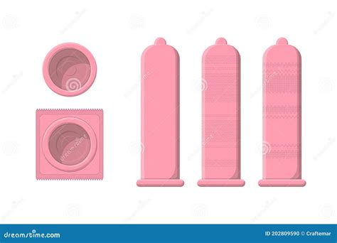 Condoms And Packages Set Isolated On White Flat Vector Illustration