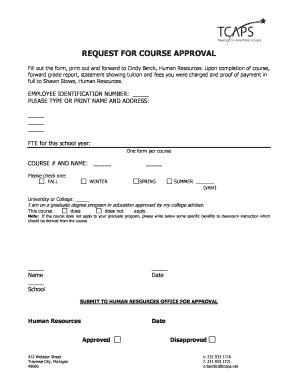 Fillable Online Course Approval Form Traverse City Area Public