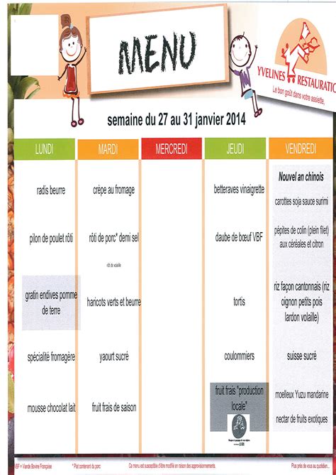 Menus De La Cantine Janvier Et F Vrier Ecole Sainte Agn S