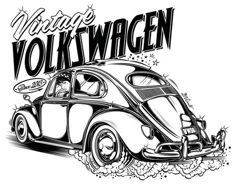 Black White Gallery On Behance Vintage Volkswagen Vw Art Vintage Vw