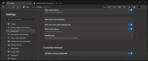 How To Enable Mini Menus On Text Selection In Microsoft Edge