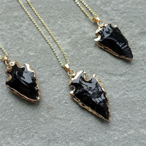 Real Raw Black Obsidian Necklace Etsy