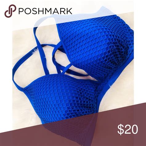 Shade And Shore Cobalt Blue Caged Pushup Bikini 34dd Push Up Bikini