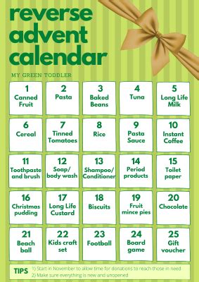 Reverse Advent Calendar - 25 Days of Giving - My Green Toddler