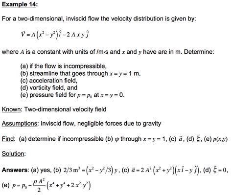 Solved Example For A Two Dimensional Inviscid Flow The Chegg