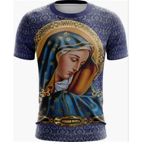 Camiseta Azul Virgem Maria Shopee Brasil